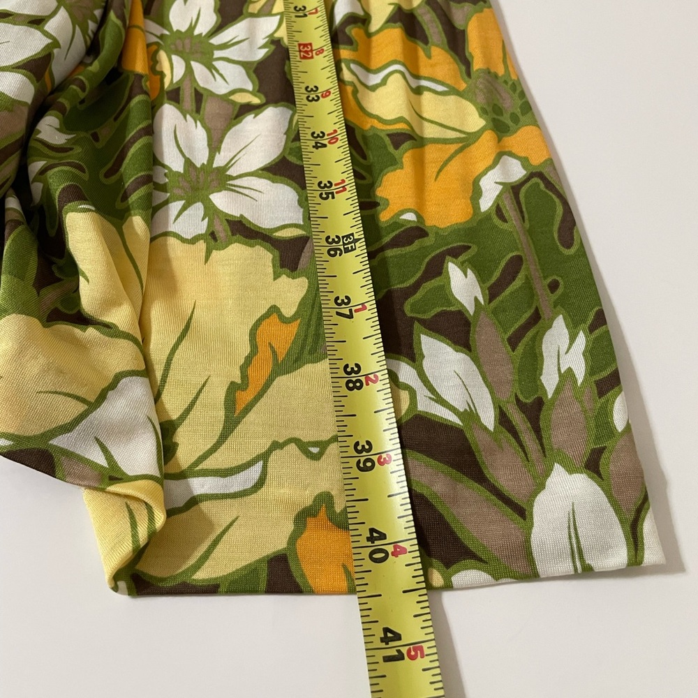 New TOMMY BAHAMA Floral Tropical Print Silk Midi Dress Green Yellow Size 16 - Picture 13 of 14